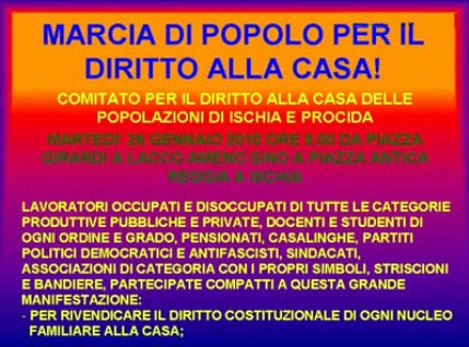 Martedì 26 gennaio 2010 ore 9.00 Lacco Ameno – Marcia di Popolo per il Diritto alla Casa!